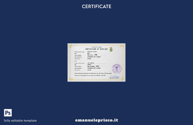 modello PSD di certificato di matrimonio danese in stile verificato